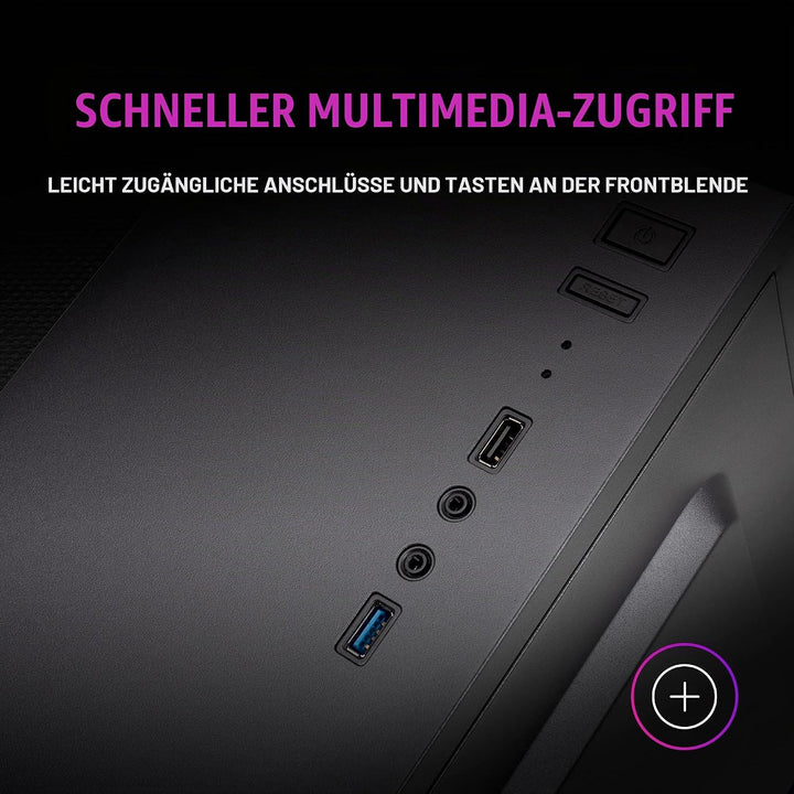Mars Gaming MC100, ATX Gaming Gehäuse, 9 cm FRGB Lüfter, Convect-Cool Belüftung, SchwarzMars Gaming