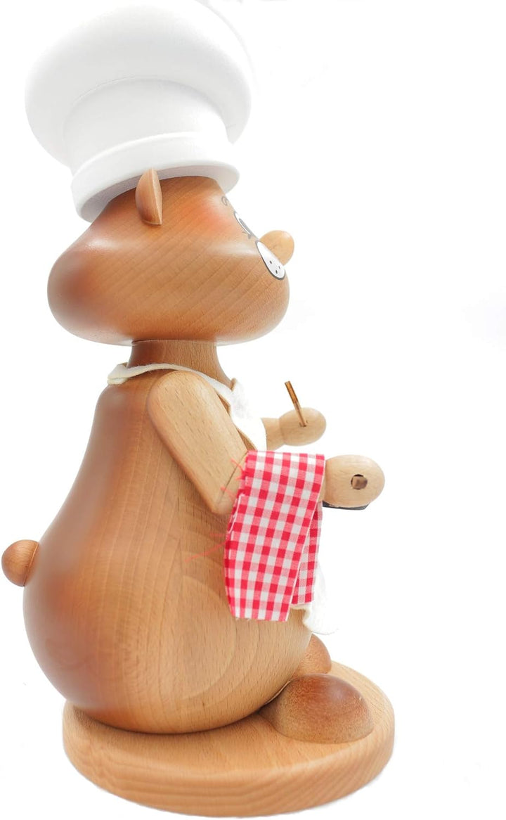 Kuhnert - Original Erzgebirgische Holzkunst Räuchermann Räucherfigur Hamster 31cm - Koch Cook