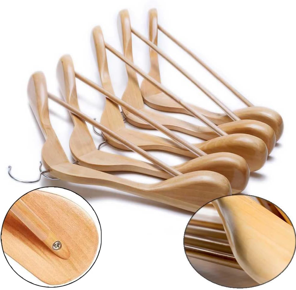 Kleiderbügel aus Holz 10 Stück, Holz Kleiderbügel für Anzug und Jacken, extra breiter Schulter mit H