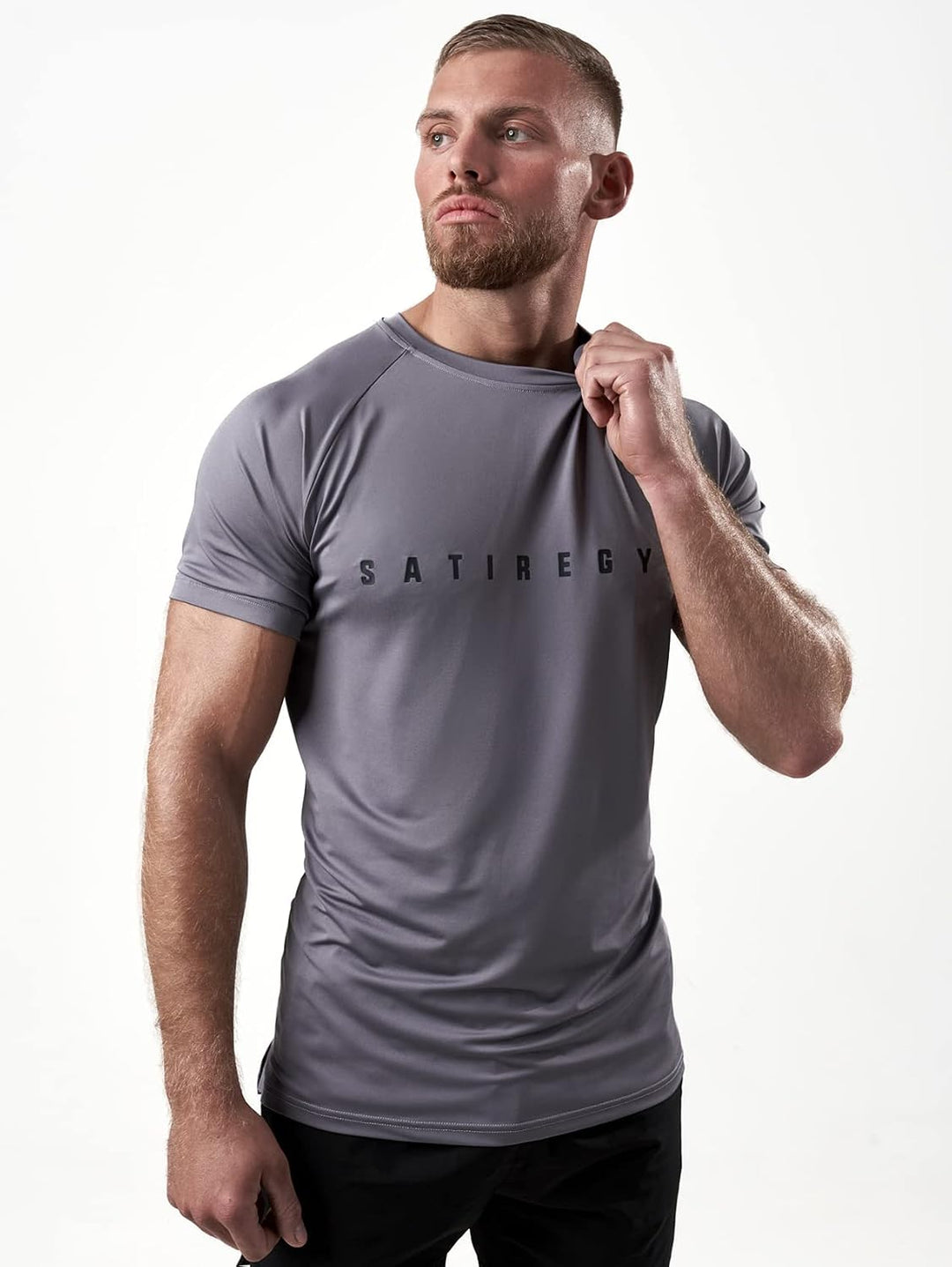 Satire Gym - Sport Shirt Männer atmungsaktiv - enganliegendes &amp; schnelltrocknendes Fitness Tshirt He