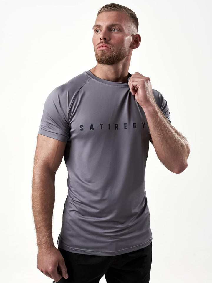 Satire Gym - Sport Shirt Männer atmungsaktiv - enganliegendes &amp; schnelltrocknendes Fitness Tshirt He
