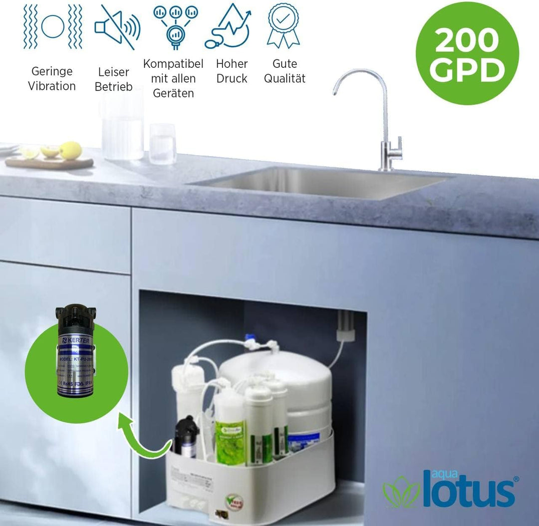Booster Pumpe Umkehrosmose Wasserfilter Anlage 75-200-400-600 GPD (200gpd), 200gpd