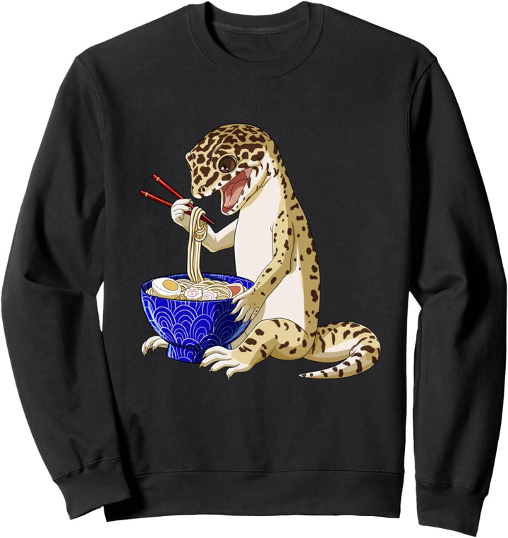 Japanischer Anime Eidechsen Leopardgecko isst Ramen Nudeln Sweatshirt