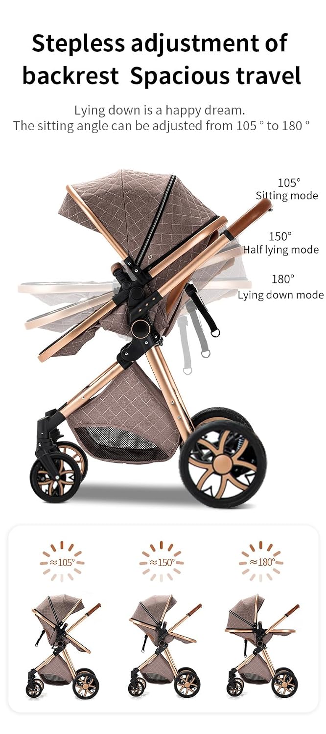 YAZOCO kinderwagen 3 in 1 Zusammenklappbar kinderwagen Komplettset Becherhalter, Moskitonetz, Fussab