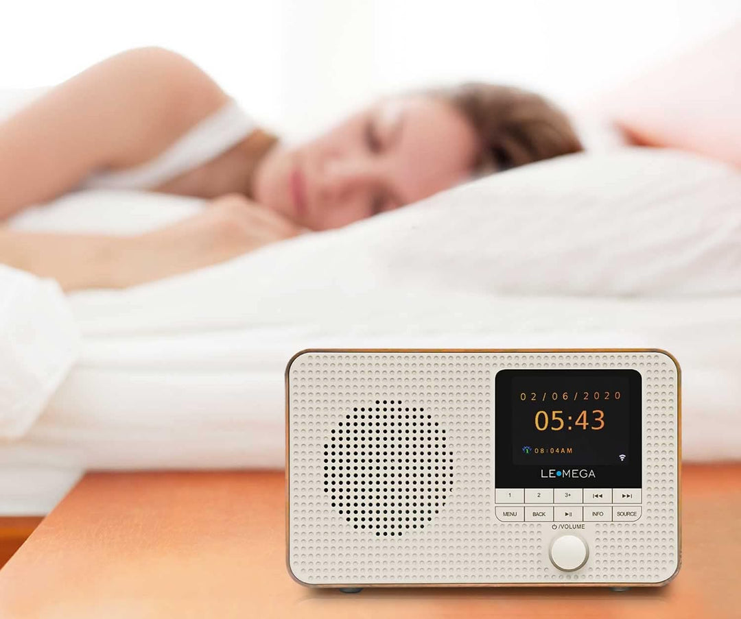 LEMEGA IR1 Tragbares WiFi Internetradio,DAB/DAB+/FM Digitalradio,Bluetooth,Doppelwecker,Schlaf-Snooz