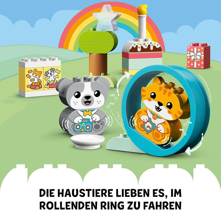 LEGO 10977 DUPLO Mein erstes Hündchen & Kätzchen - mit Ton, Steine für Kleinkinder von 1,5-3 Jahre,