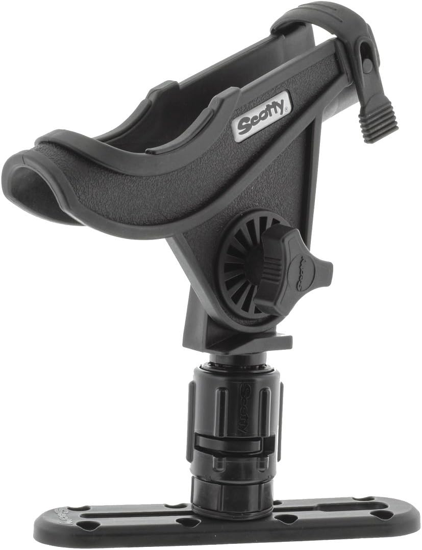 Scotty #282-BK Baitcaster Rutenhalter mit Getriebe und Schiene (schwarz), Schwarz