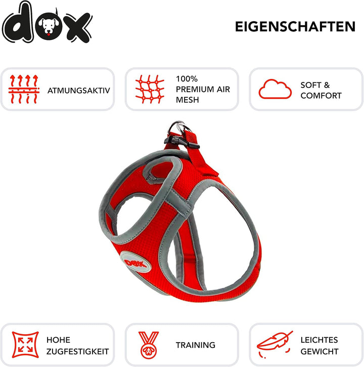 DDOXX Reflektierendes Airmesh Step-In Hundegeschirr - Verstellbare Brust Welpengeschirr für alle Grö