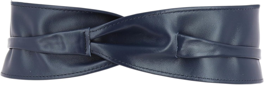 FASHIONGEN - Echtem Rindsleder Vollnarbenleder Obi Gürtel für Damen, Bindgürtel, CASSIANE S-M Blau M