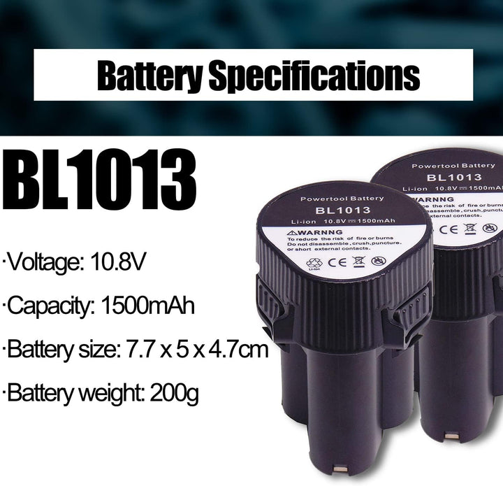 FengWings BL1013 10.8V 1.5Ah Ersetzen 2PCS Akku mit Ladegerät Kompatibel mit Für Makita Akku BMR102