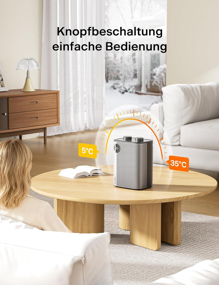 PELONIS Keramik Heizlüfter Mini 2000W, 2S Schnellheizung, 3 Stufen + Lüfter, Überhitzungs- & Kippsch