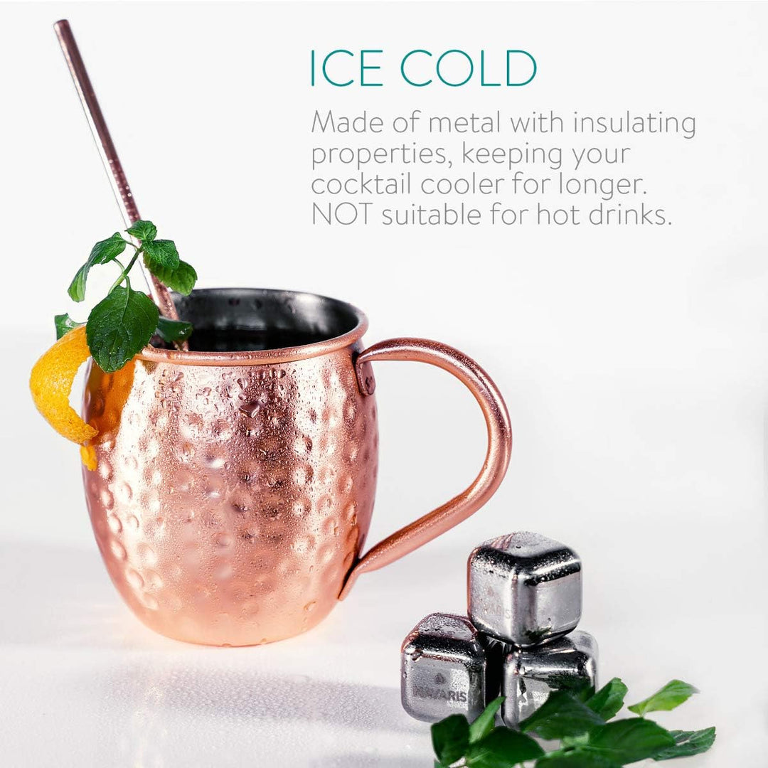 Navaris Moscow Mule Becher 4er Set - 4x Kupferbecher für Moskau Mule Gin Bier - Cocktail Mug gehämme