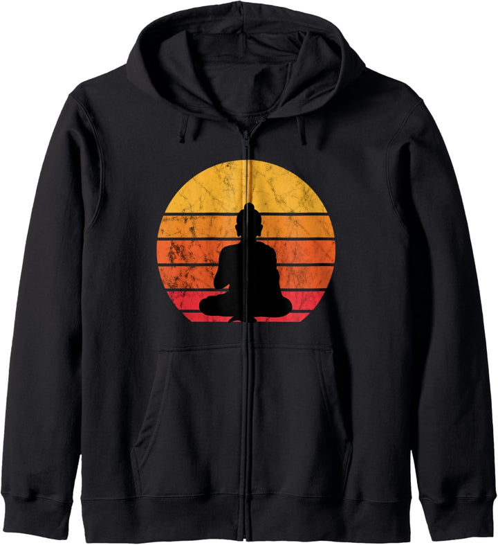 Buddha Statue Gautama Buddhist Dao Zen Yoga Hindu Sunset Kapuzenjacke