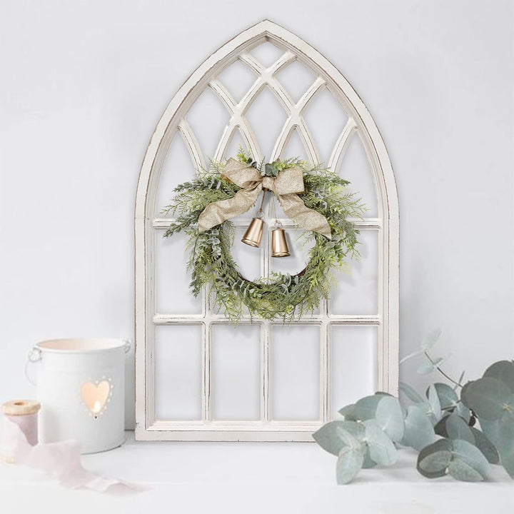 Sintosin Vintage Gewölbte Fensterrahmen Deko Weiss Gross 50x80 cm, Bauernhaus Kathedrale Fensterlade