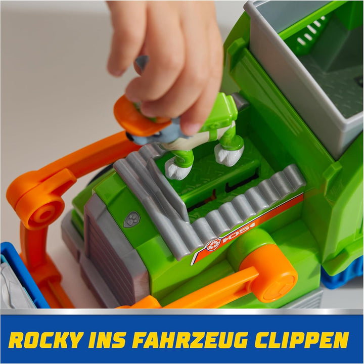 PAW Patrol, Extragrosser Recycling-Truck mit Rocky Spielfigur und Verwandlungsfunktion (Deluxe Fahrz