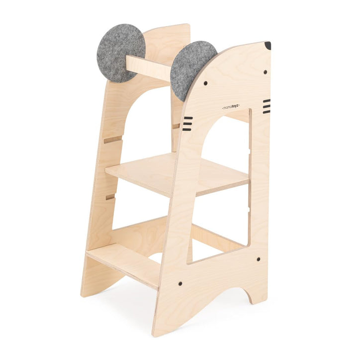 Mamatoyz 07KDOG Kule Cane Mehrzweck-Montessori-Lernturm - Lernturm aus natürlichem Birkensperrholz m
