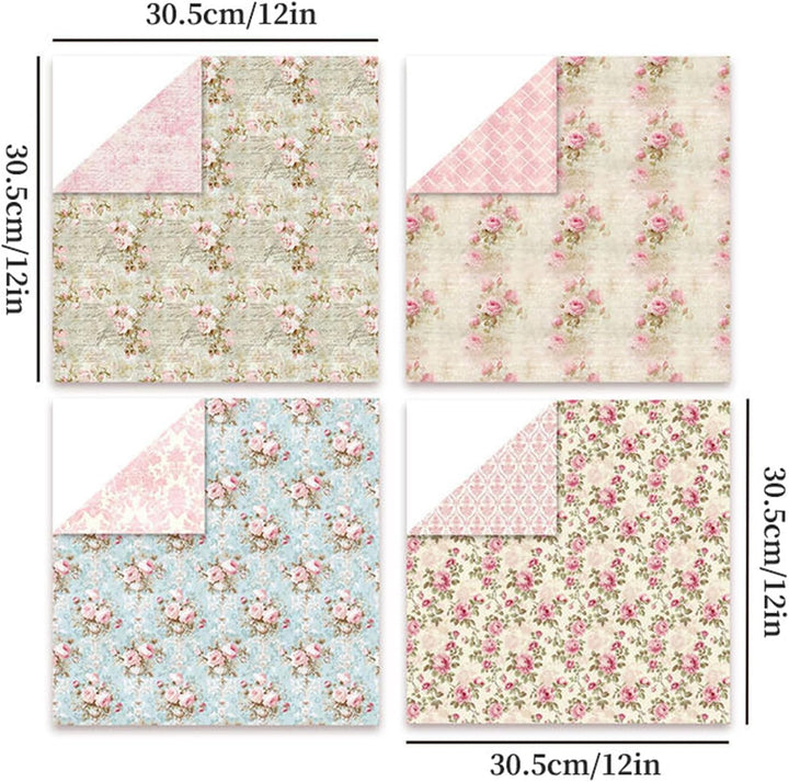 Scrapbook Papier Rosa Scrapbook Bastelpapier mit Blumen Muster, 24 Blatt Doppelseitiges Scrapbooking