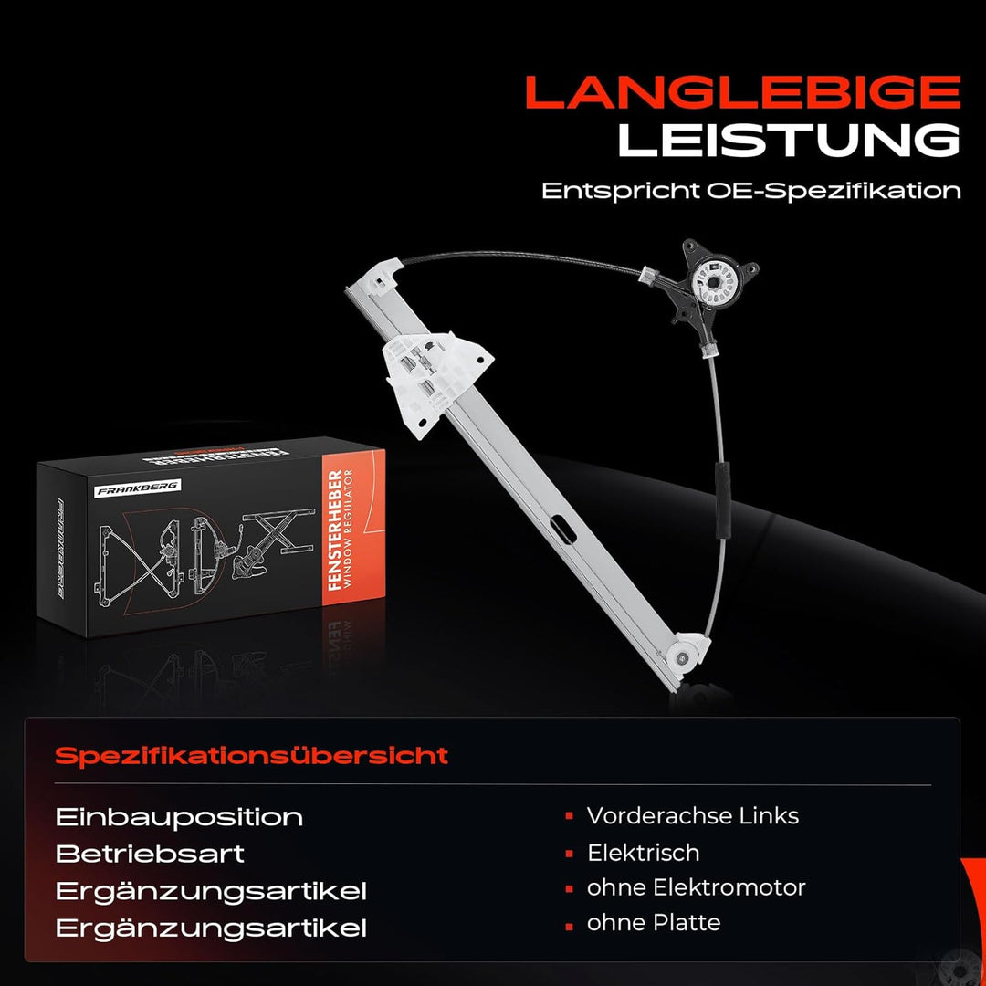 Frankberg Fensterheber Ohne Motor Vorne Links Kompatibel mit 3 BK Alle Motoren Hatchback Limousine 2