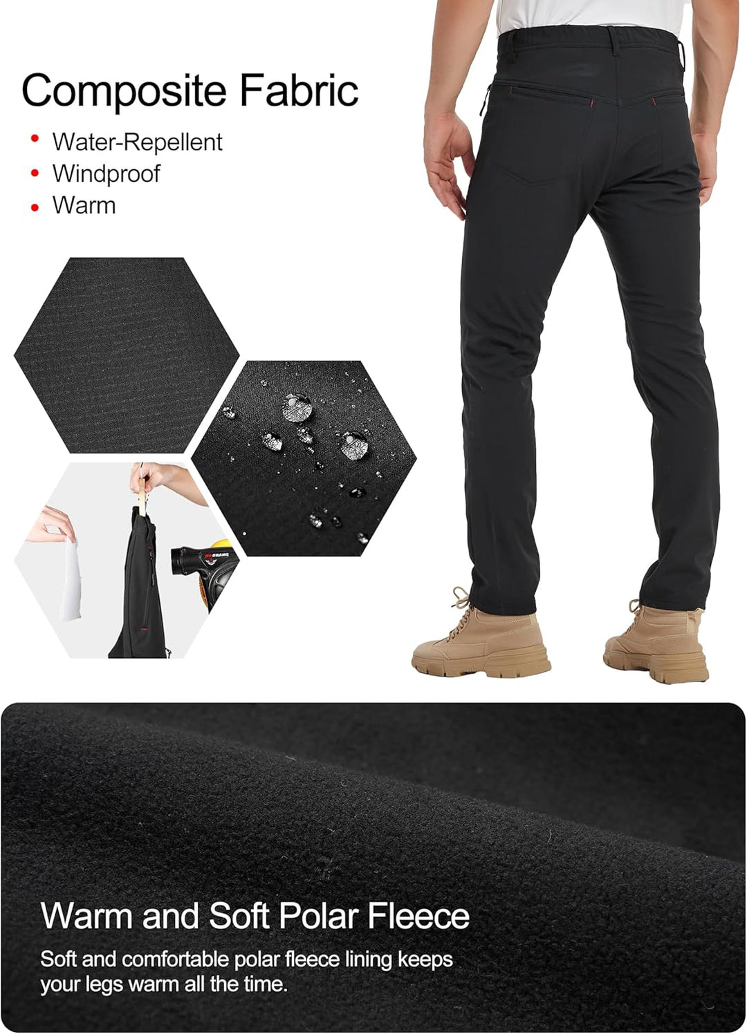 KUTOOK wasserdichte Softshellhose Herren Winter Outdoor Hose für Trekking Wandern Bergsteigen HP010