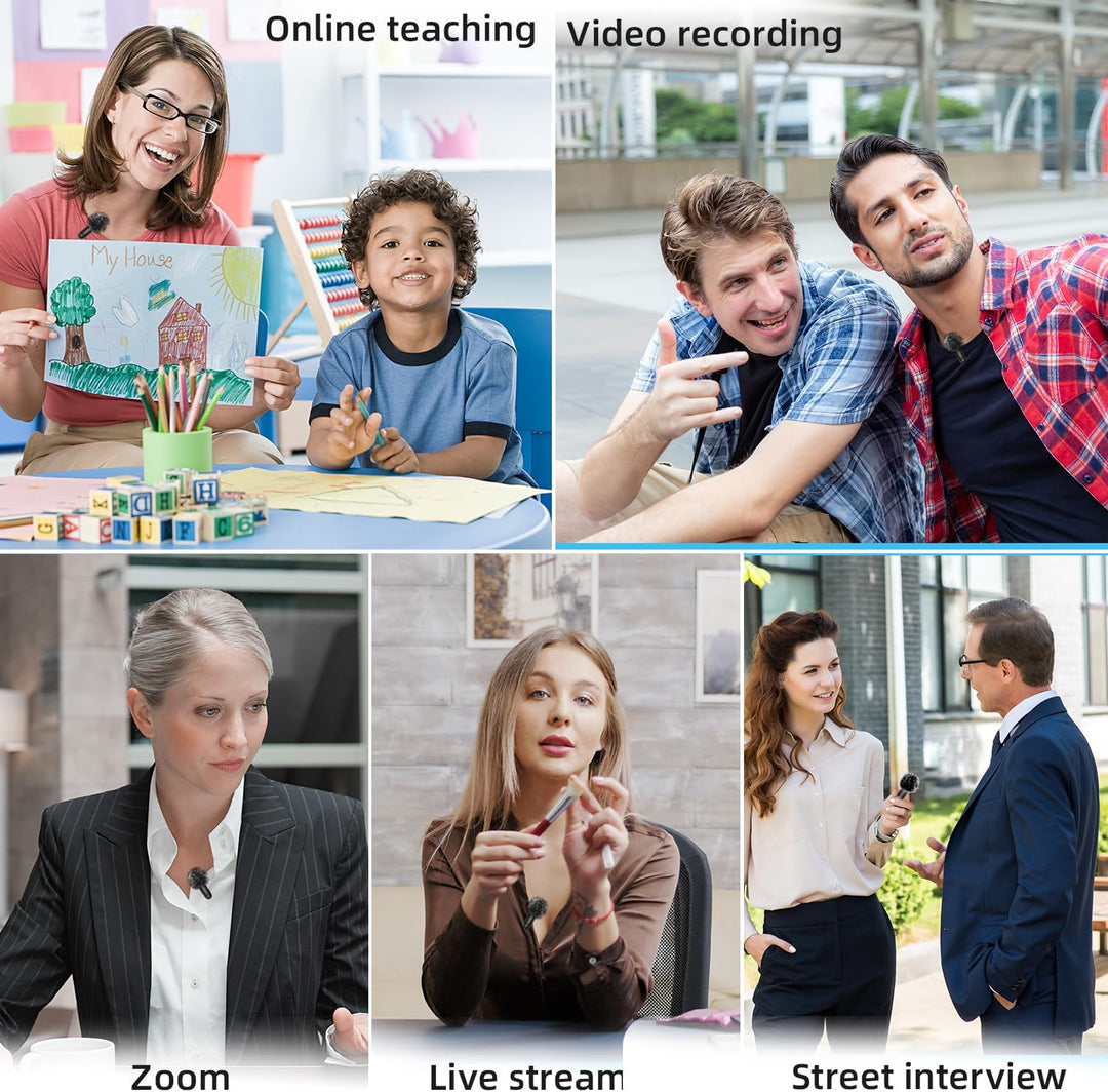 LAMSCAT Wireless Microphone for iPhone/ipad/Android/USB c/PC, Lavalier Microphone for Recording, Liv