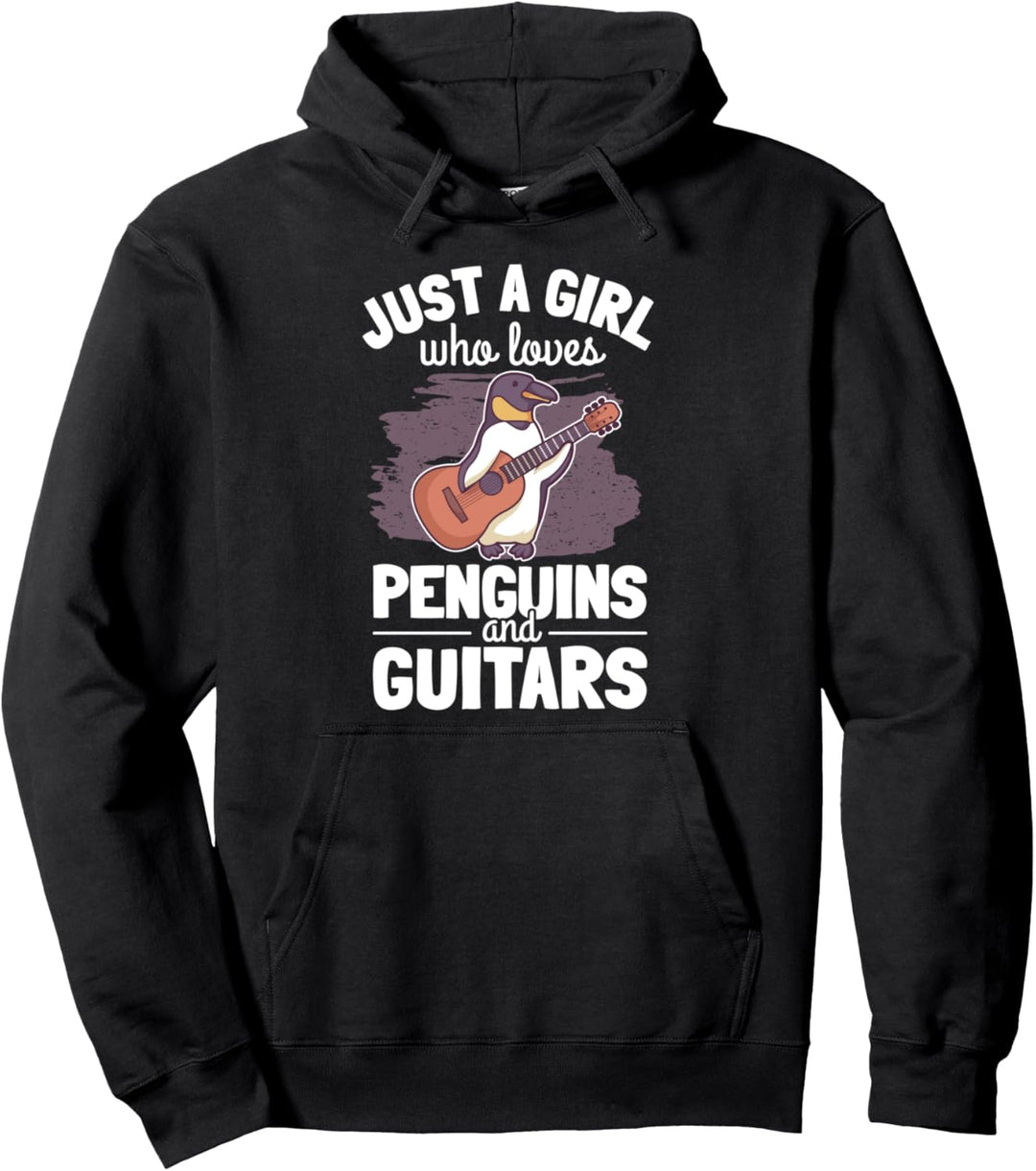 Pinguin Gitarre Frau Gitarrenspielerin Mädchen Gitarristin Pullover Hoodie