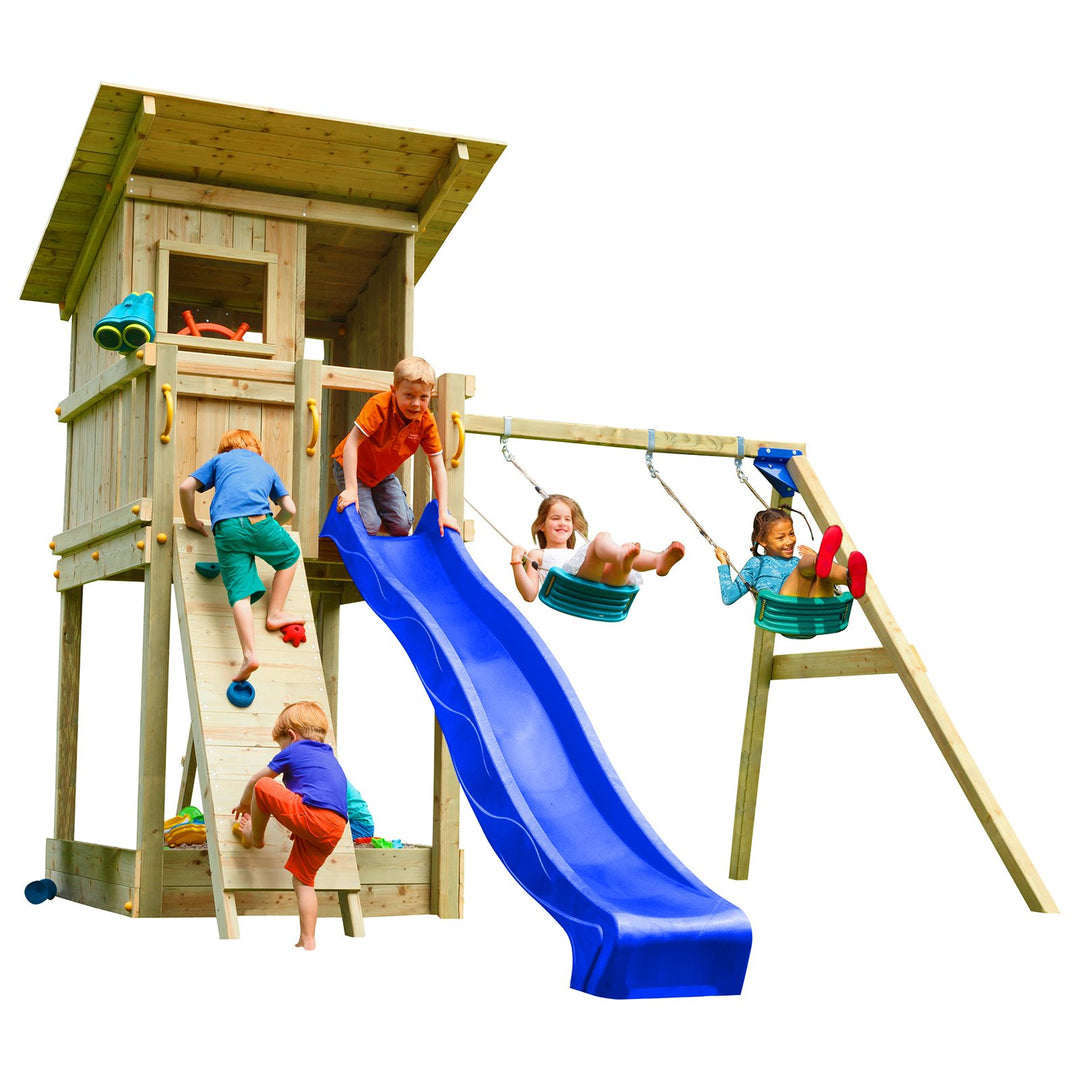 Blue Rabbit 2.0 Spielturm BEACH HUT mit Rutsche 2,30 m oder 2,90 m inkl. Wasseranschluss, Kletterwan