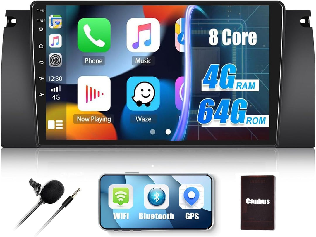 [4G+64G] CAMECHO Android 13 Autoradio f眉r BMW 5 E39 E53 M5 X5 (1996-2007) mit Carplay Android Auto N