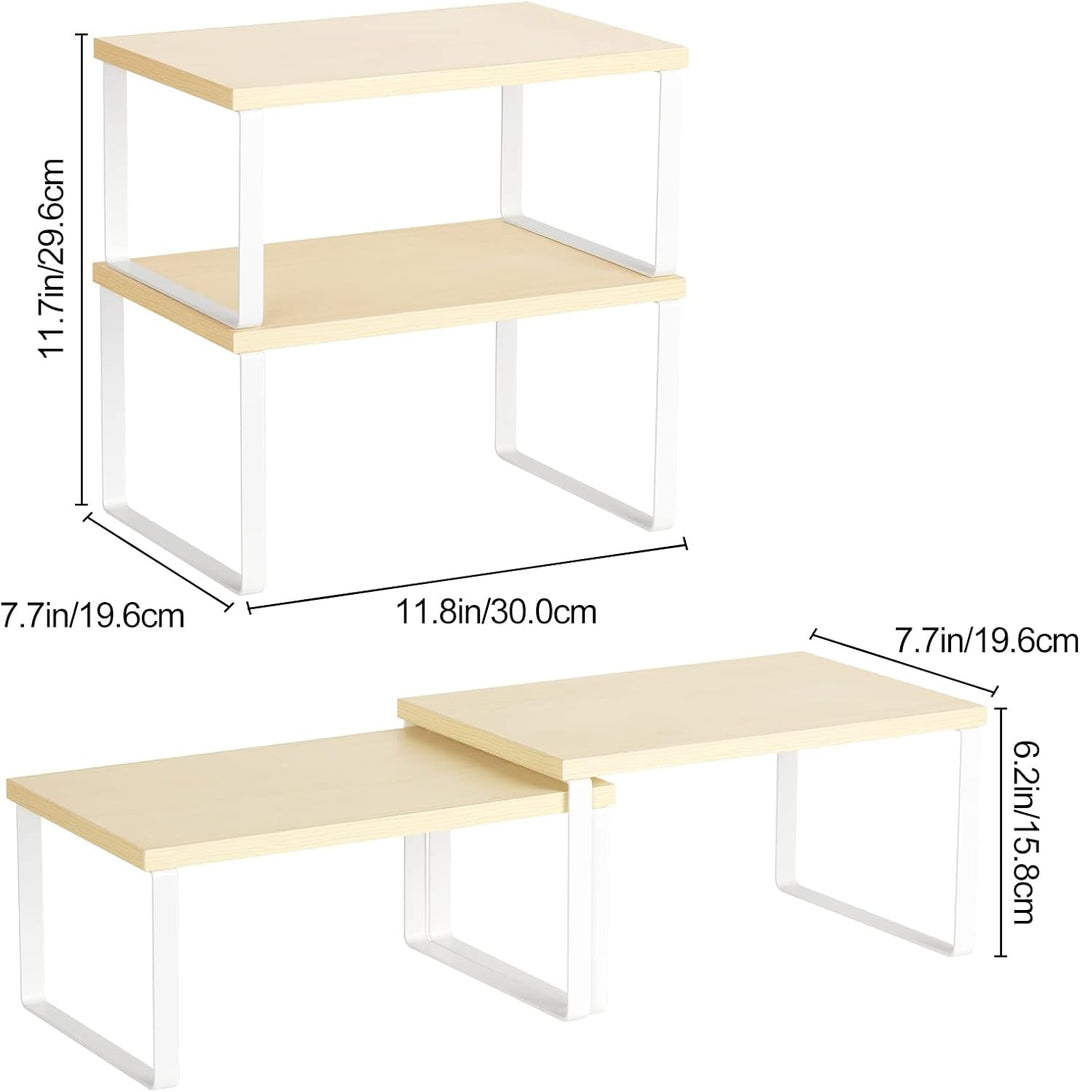 CADUKE Küchenthekenregale 4er-Set stapelbares Schrank-Organizer-Regal und erweiterbare Holz-Arbeitsp