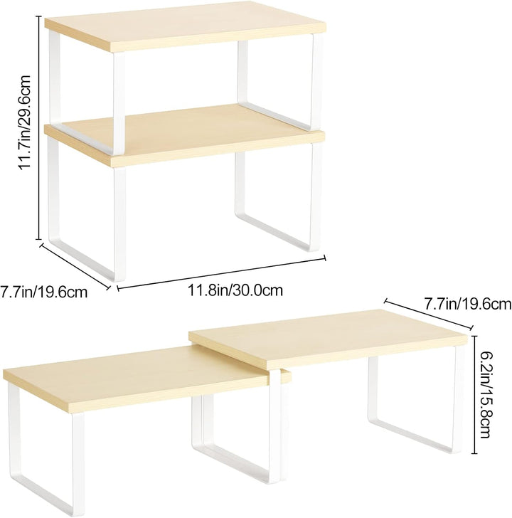 CADUKE Küchenthekenregale 4er-Set stapelbares Schrank-Organizer-Regal und erweiterbare Holz-Arbeitsp