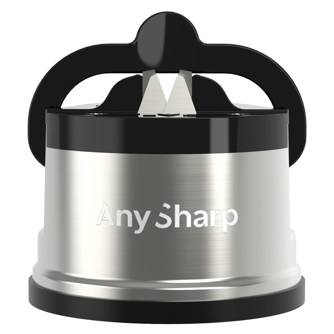 AnySharp Pro Messerschärfer (Metall) mit Saugnapf, Gebürstetes Metall Metall Pro Geschenkbox Gebürst
