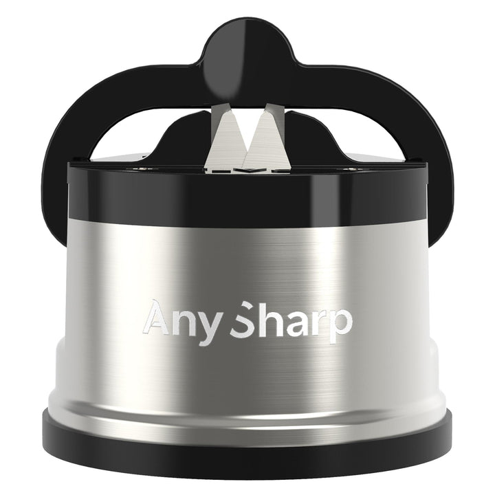 AnySharp Pro Messerschärfer (Metall) mit Saugnapf, Gebürstetes Metall Metall Pro Geschenkbox Gebürst