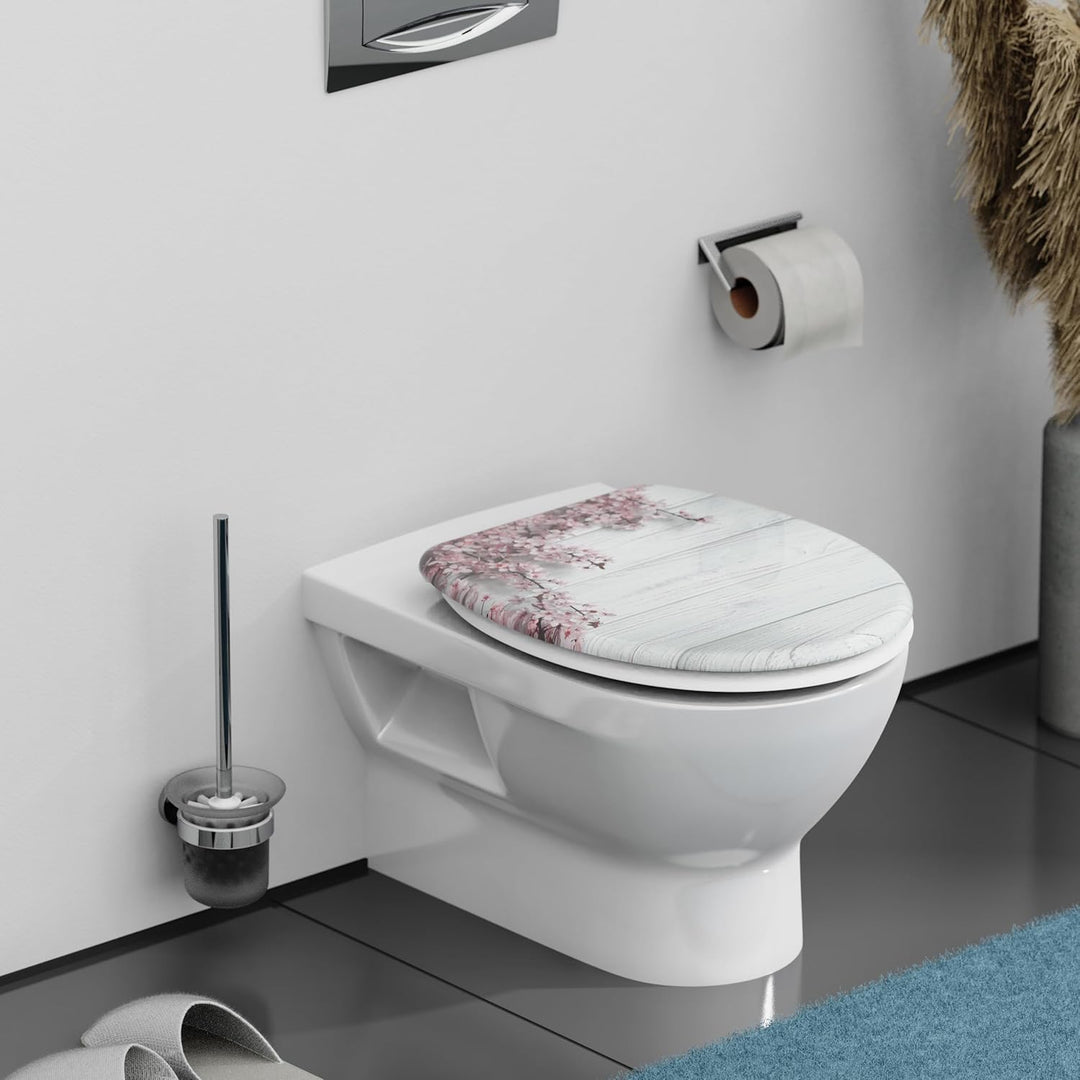 SCHÜTTE WC-Sitz FLOWERS & WOOD mit Absenkautomatik, Toilettendeckel mit Motiv, Duroplast Klodeckel (