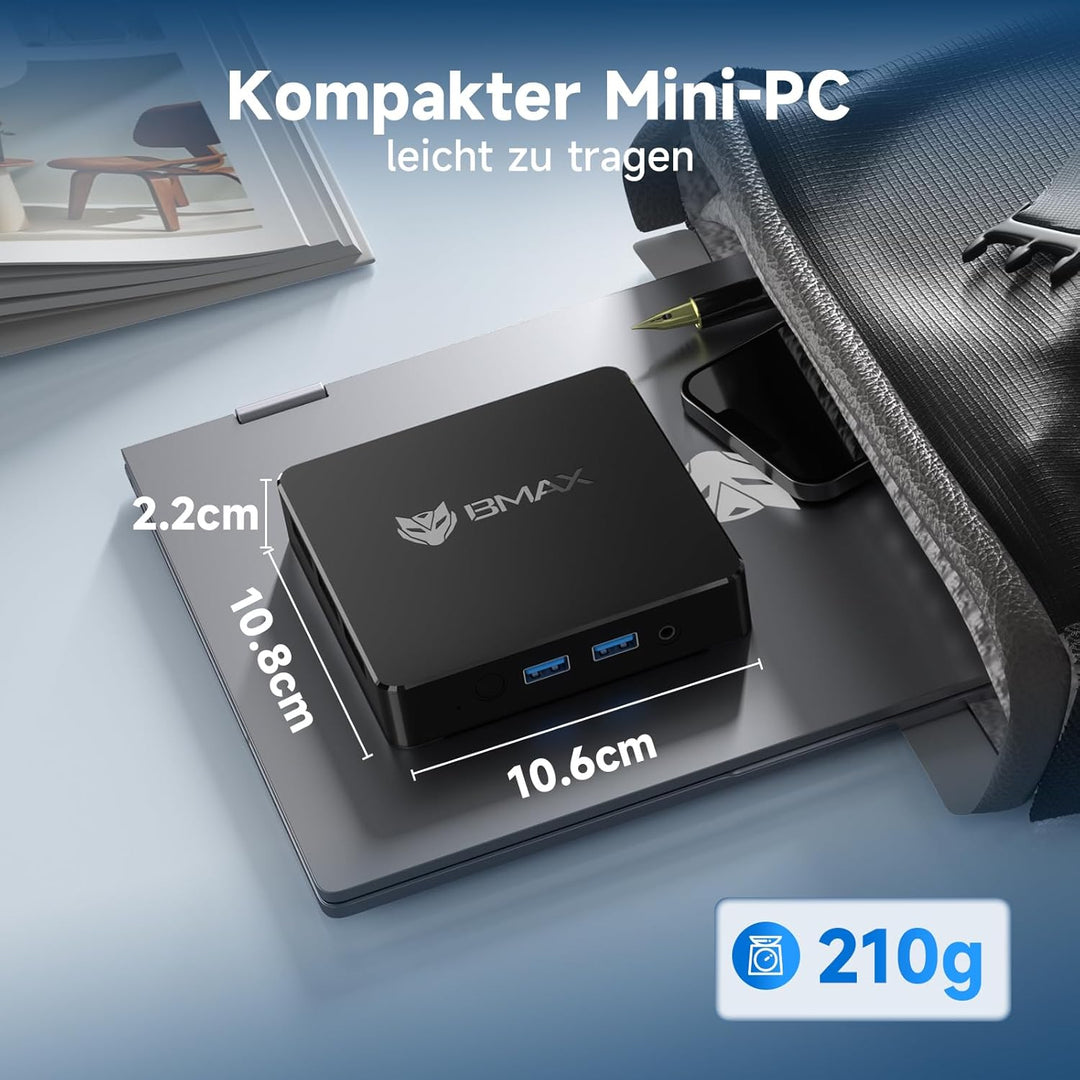BMAX Mini PC B1 8 GB DDR4 128 GB eMMC, W-11 Pro Gemini Lake N4000 (bis zu 2,6 GHz), Desktop PC Mini