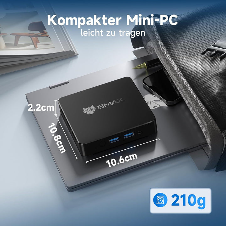 BMAX Mini PC B1 8 GB DDR4 128 GB eMMC, W-11 Pro Gemini Lake N4000 (bis zu 2,6 GHz), Desktop PC Mini