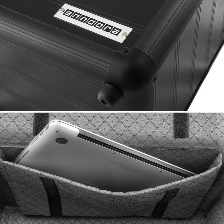 anndora Business Trolley Pilotenkoffer Laptopfach TSA Schlösser Aluminium Oberfläche Schwarz Alumini
