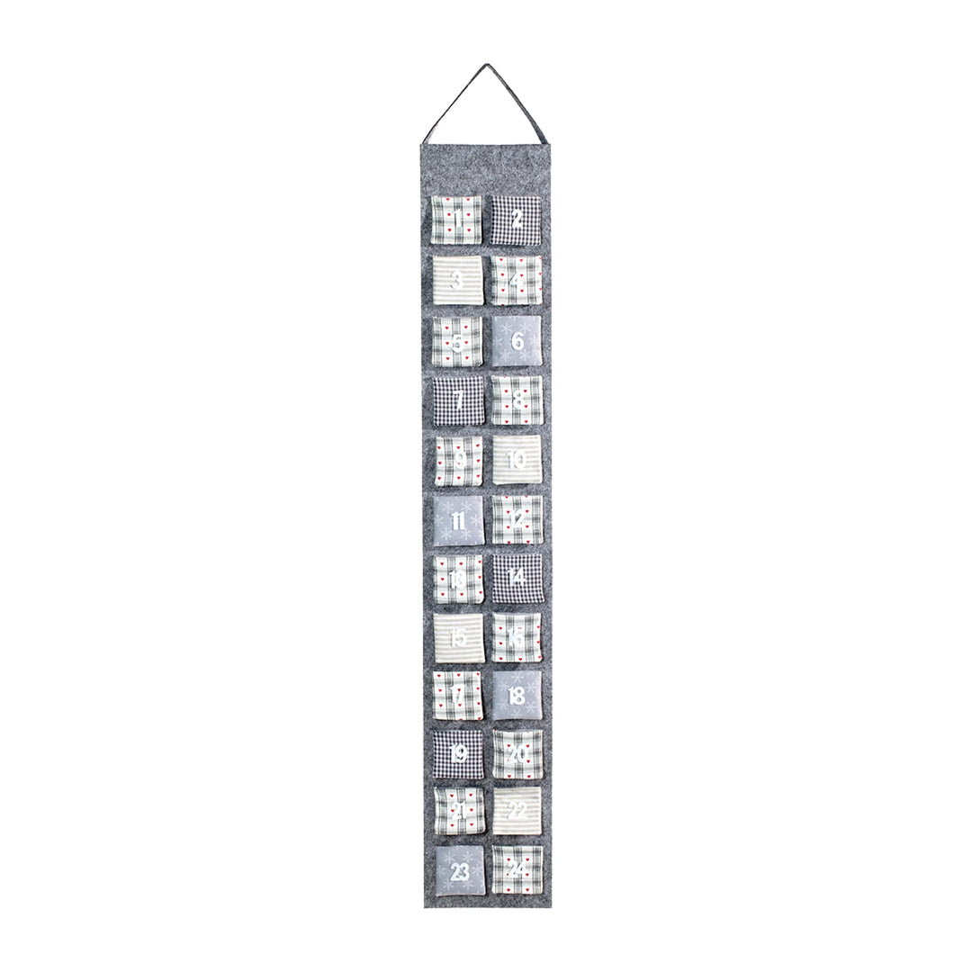 Heitmann Deco Adventskalender zum Aufhängen und selbst Befüllen - Filz-Adventskalender - Grau, Beige