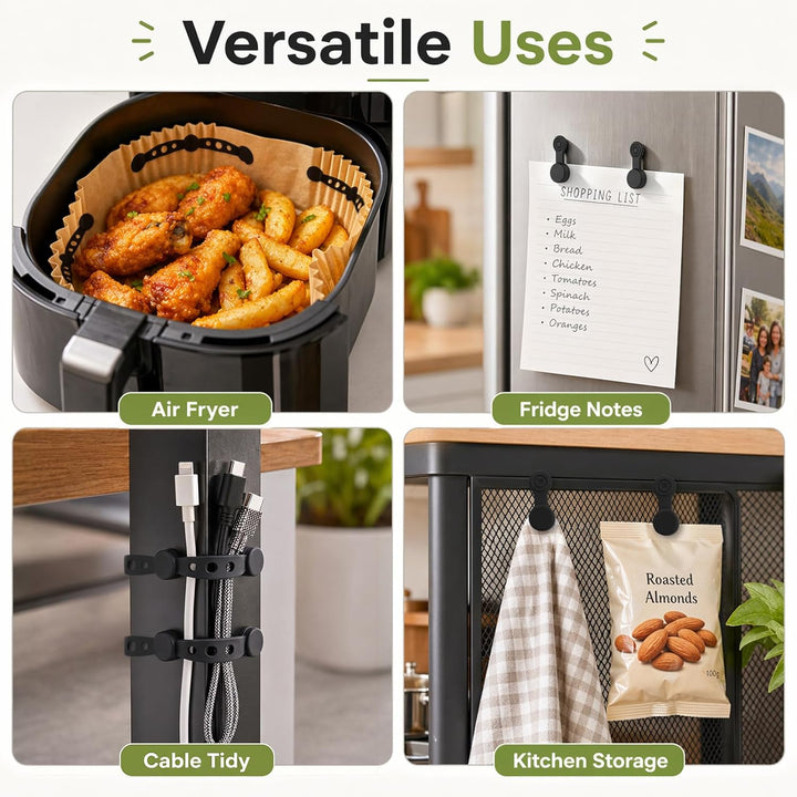 Airfryer Magnete für Backpapier - 24 Stück Magnetische Silikonschnallen für Heissluftfritteusen, Mag