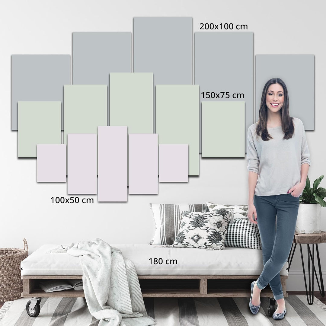 Runa Art Wandbilder Abstrakt Blumen 5 Teilig Bild auf Vlies Leinwand Deko Wohnzimmer Grau Lila Weiss