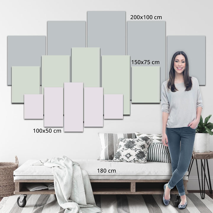 Runa Art Wandbilder Blumen Lilien 5 Teilig Bild auf Vlies Leinwand Deko Wohnzimmer Abstrakt Grau Sil