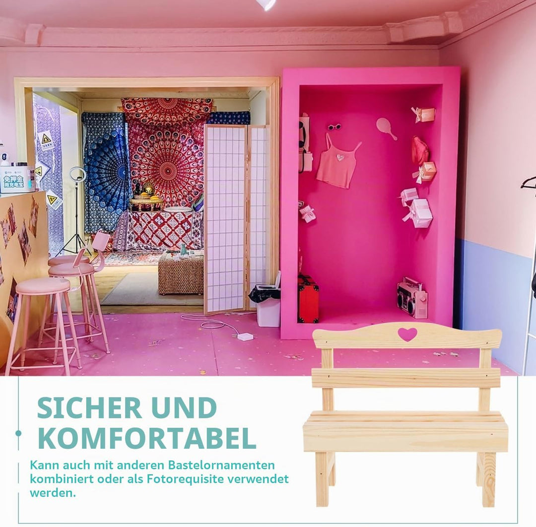GALPADA Kleiner Bank aus Natürlichem Kiefernholz Dekorative Holzbank Kleine Zimmerdekoration Umweltf