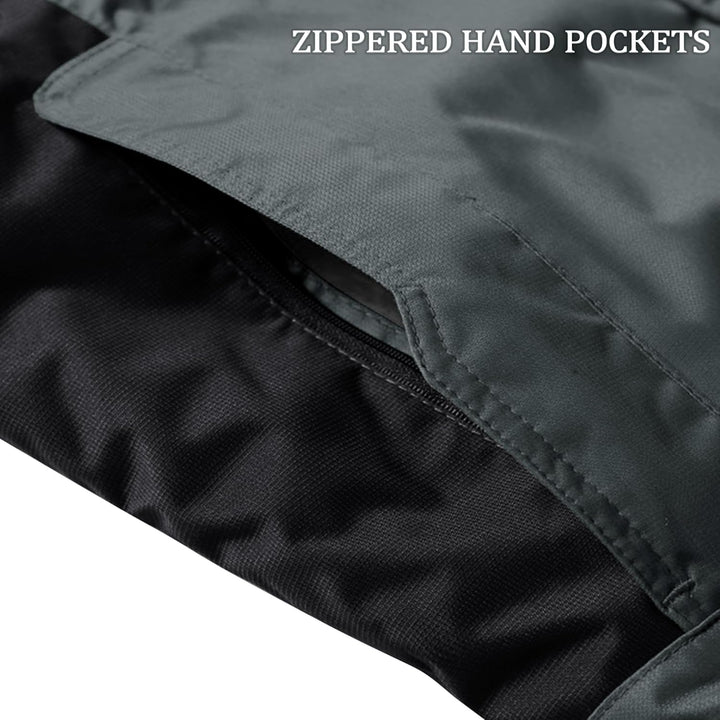 KEFITEVD Herren Winterjacke Wasserabweisende Warm Gefüttert Skijacke Outdoorjacke mit Abnehmbarer Ka