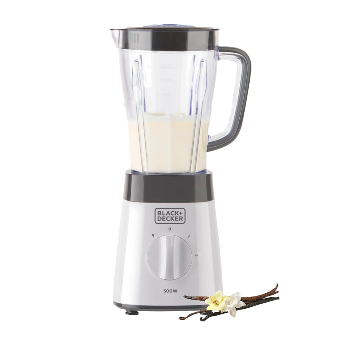 BLACK+DECKER Standmixer | 500W | 2 Geschwindigkeiten | Pulse-Funktion | Glaskrug | 1,5L | Edelstahlm