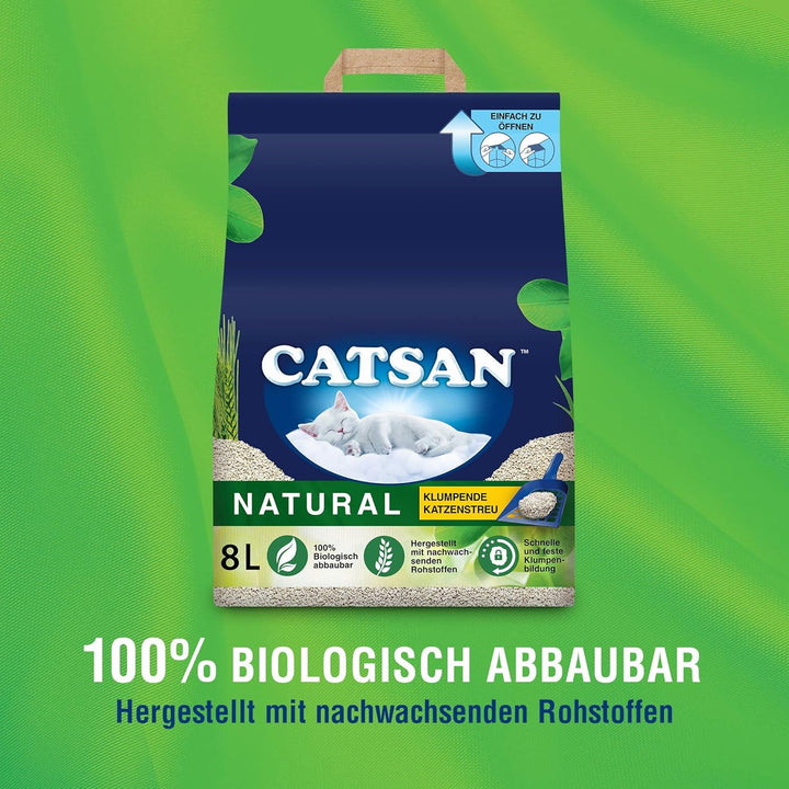 Catsan Natural Kompostierbare Klumpstreu für Katzen, 20 Liter (1 Beutel) – Katzenstreu 100 Prozent B