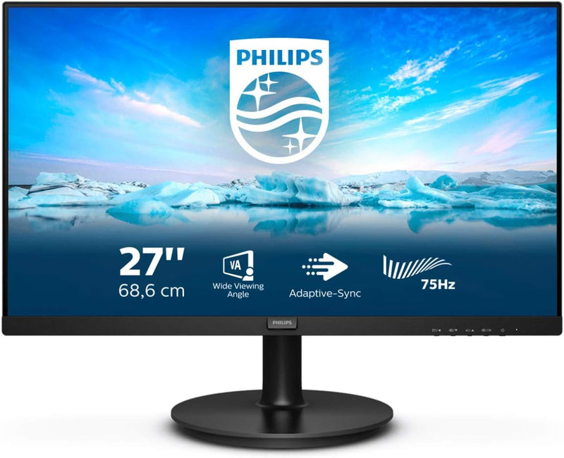 Philips 272V8LA - 27 Zoll FHD Monitor, AdaptiveSync (1920x1080, 75 Hz, VGA, HDMI, DisplayPort) schwa