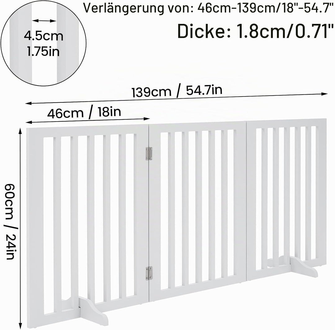 Freistehende Haustiertür ohne Bohren, Faltbare Treppenhaustür aus Holz, Sicherheitstür für Wohnung &amp;