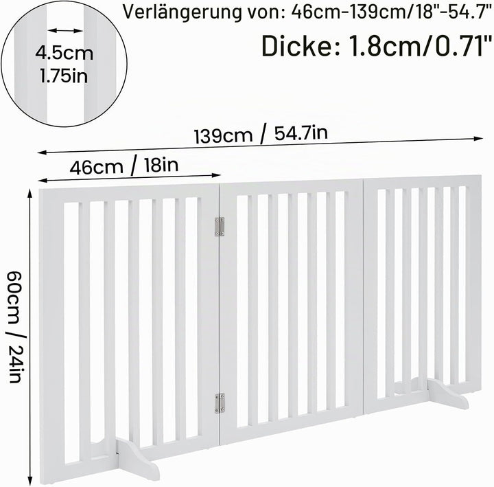 Freistehende Haustiertür ohne Bohren, Faltbare Treppenhaustür aus Holz, Sicherheitstür für Wohnung &amp;