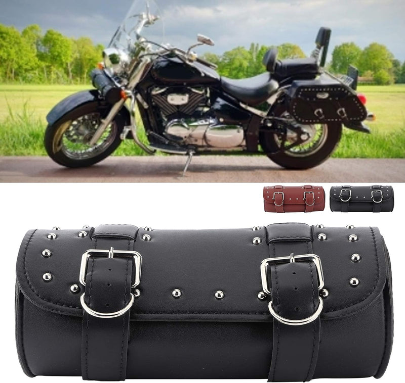 Plyisty Motorradtasche, Universal PU Leder Motorrad Werkzeugtasche Rollbeutel Satteltaschen, mit 2 S