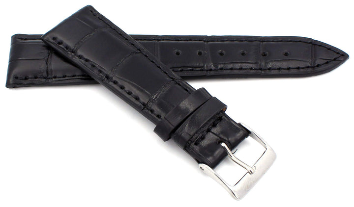 22mm Echt Alligator Vintage hangemacht in Deutschland Uhrenarmband in Schwarz
