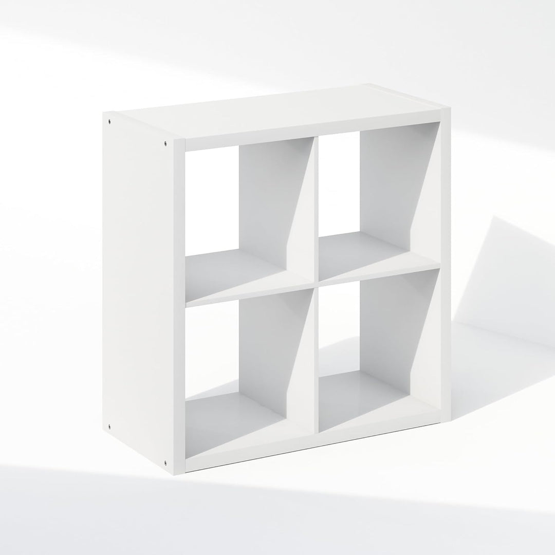 Furinno Cubic Offenes Rückwand-Multifunktionsregal für Kleidung & Schrankaufbewahrung, 4-Fächer, Wei