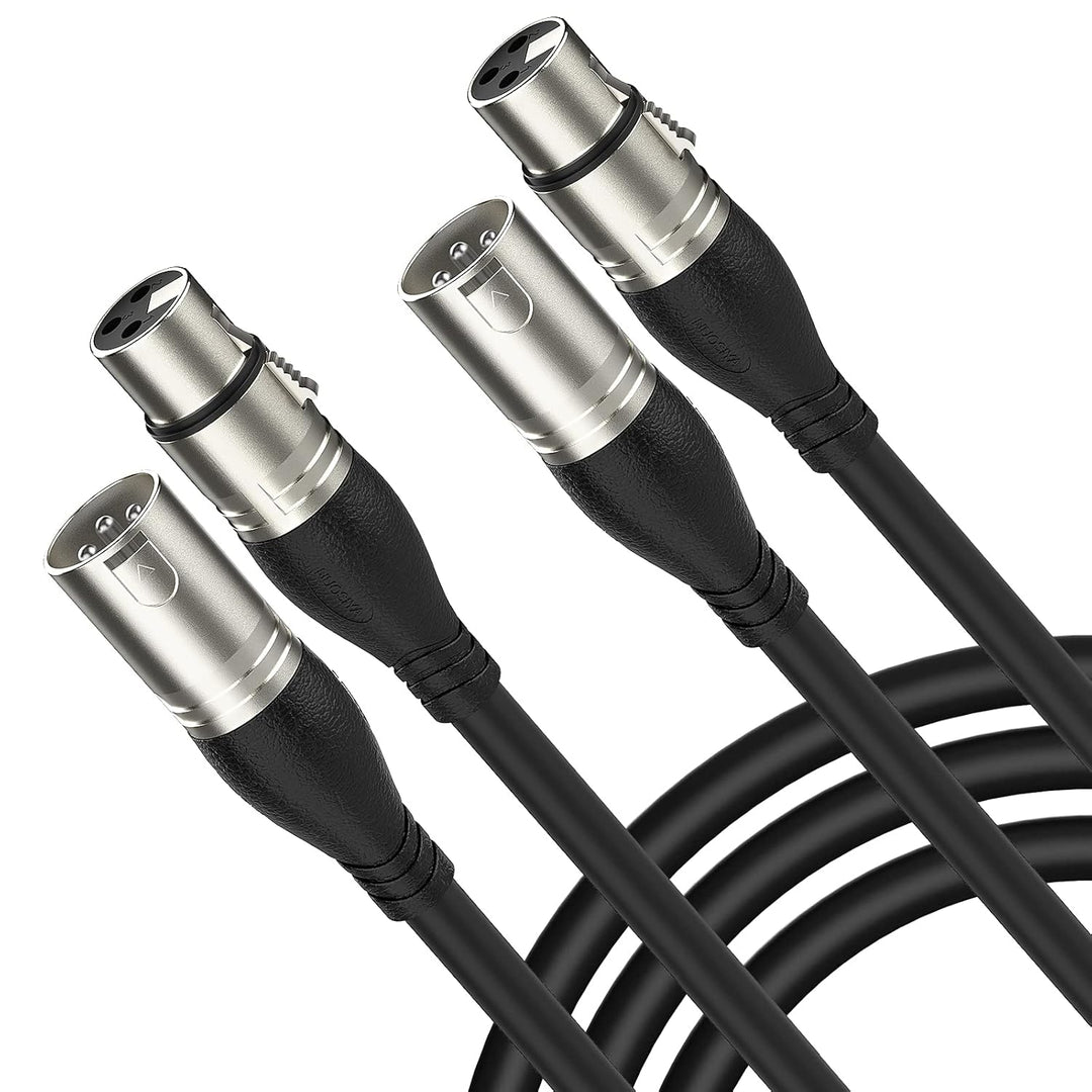 NUOSIYA XLR Kabel 3m 2Pack Mikrofonkabel, 3-Pin XLR Stecker auf Buchse Mikrofonkabel für Mikrofon, V